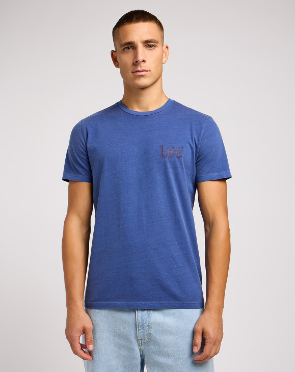 detail Pánské tričko s krátkým rukávem Lee MEDIUM WOBBLY LEE TEE SURF BLUE