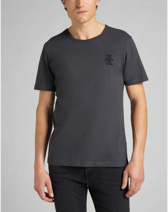 detail Pánské tričko s krátkým rukávem Lee SS TONAL LOGO TEE WASHED BLACK šedé