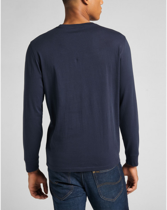 detail Pánské tričko s dlouhým rukávem Lee LS PATCH LOGO TEE NAVY tmavě modré