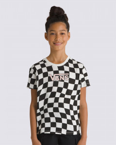 Dívčí tričko s krátkým rukávem Vans GR WARPED 66 CHECK CREW Black/Marshmllw