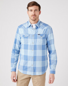 Pánská košile Wrangler WESTERN SHIRT CERULEAN BLUE