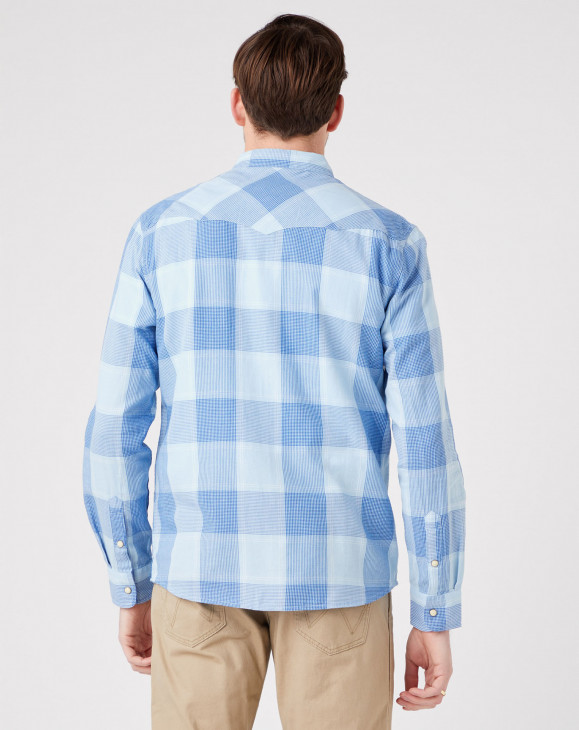detail Pánská košile Wrangler WESTERN SHIRT CERULEAN BLUE
