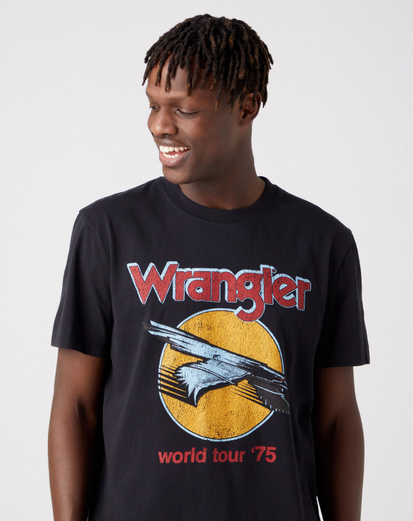 detail Pánské tričko s krátkým rukávem Wrangler EAGLE TEE FADED BLACK