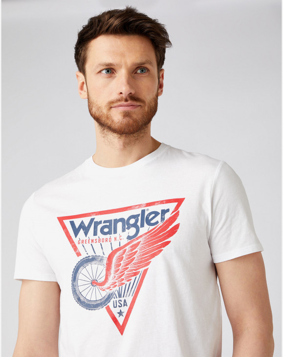 detail Pánské tričko s krátkým rukávem Wrangler AMERICANA TEE WHITE bílé
